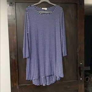 Navy and white striped dress